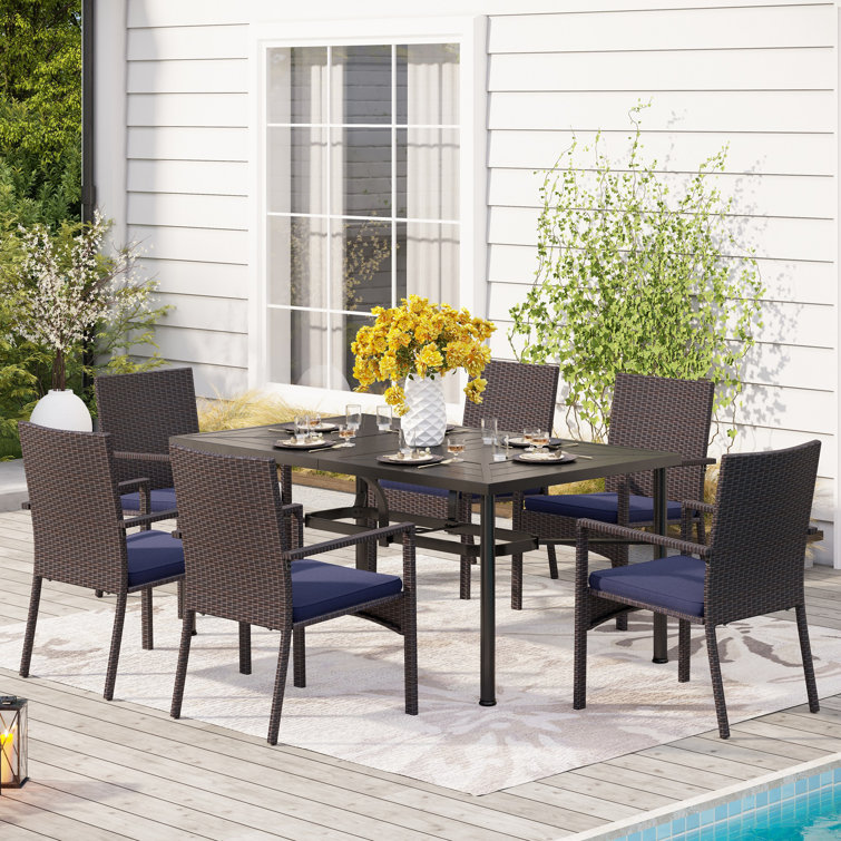 Albany rattan garden discount dining set 6 seater